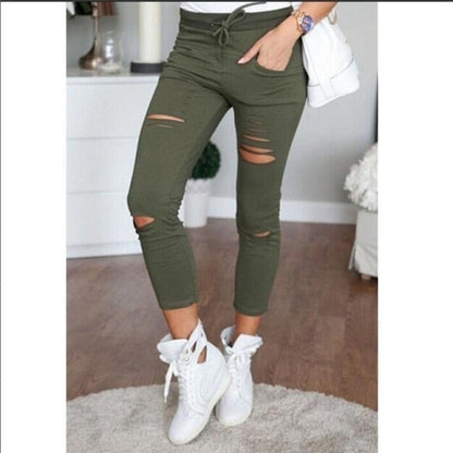 New Ripped Jeans For Women Women New Ripped Trousers Stretch Pencil Pants Leggings Women Jean Casual Slim Ladies Jeans