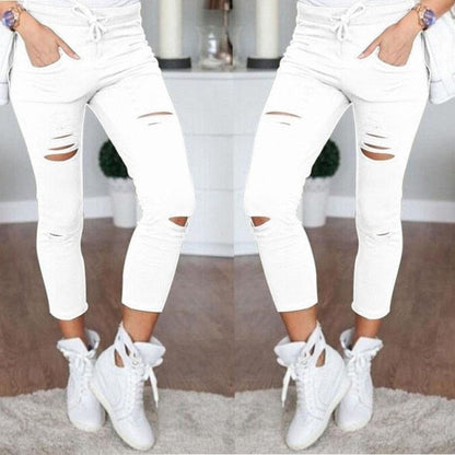 New Ripped Jeans For Women Women New Ripped Trousers Stretch Pencil Pants Leggings Women Jean Casual Slim Ladies Jeans