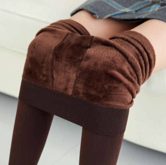 Women Warm Winter Leggings High Waist Velvet Cashmere Knitted Thick Elastic Skinny Ankle-Length Lining Pants Hot Bottom