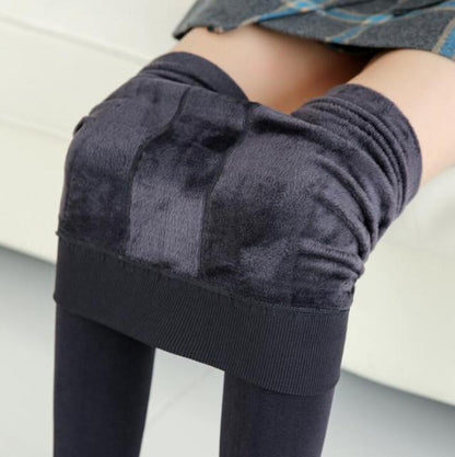 Women Warm Winter Leggings High Waist Velvet Cashmere Knitted Thick Elastic Skinny Ankle-Length Lining Pants Hot Bottom