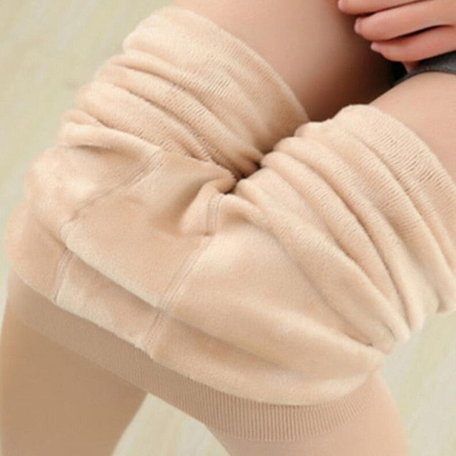 Women Warm Winter Leggings High Waist Velvet Cashmere Knitted Thick Elastic Skinny Ankle-Length Lining Pants Hot Bottom