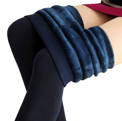 Women Warm Winter Leggings High Waist Velvet Cashmere Knitted Thick Elastic Skinny Ankle-Length Lining Pants Hot Bottom