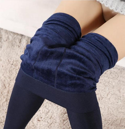 Women Warm Winter Leggings High Waist Velvet Cashmere Knitted Thick Elastic Skinny Ankle-Length Lining Pants Hot Bottom