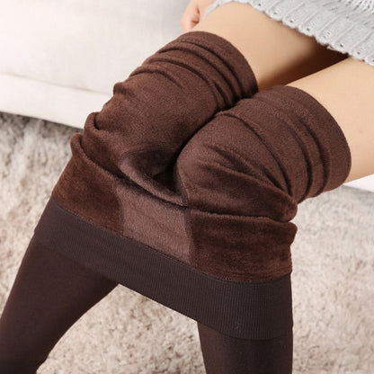 Women Warm Winter Leggings High Waist Velvet Cashmere Knitted Thick Elastic Skinny Ankle-Length Lining Pants Hot Bottom