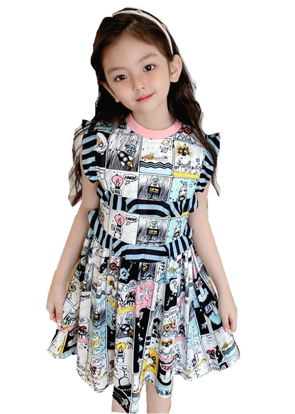 Children Printed Dresses Summer Kids Girl Printed Dress Baby Girls Petal Sleeve clothes baby party clothing