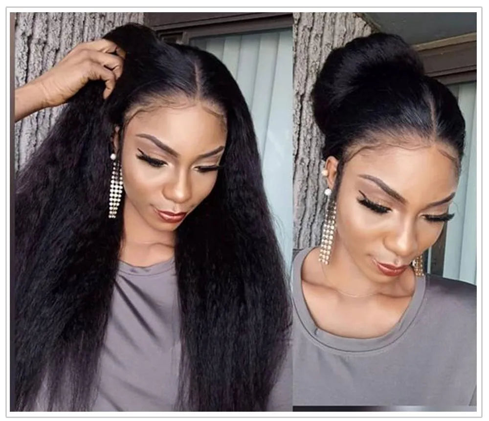 Kinky Straight Wig Full Lace Human Hair Wigs for Black Women 250 Density U Part Wig Yaki Full Lace Wig Lace Front Wigs EverBeauty