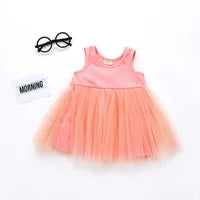 Girls Sleeveless Dresses Summer  Baby Girl Clothes Solid Color Kids Tutu Dress M3881