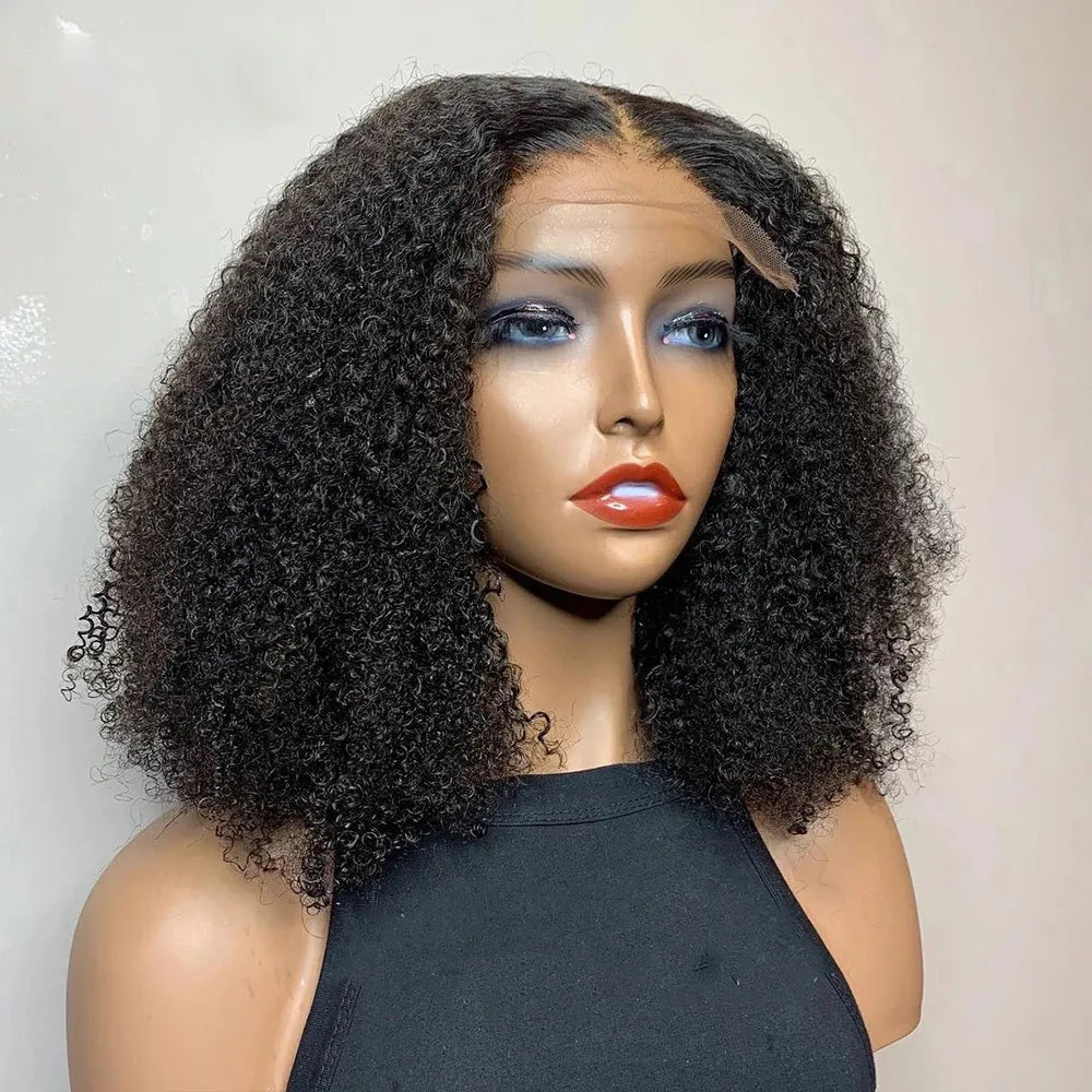 Mongolian Afro Kinky Curly Bob Lace Front human hair Wig For African Women pre plucked 360 frontal wigs v u part 16inch 150%density ready to ship