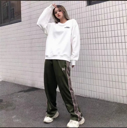 High-quality Ribbon Embroidery Sweatpants Joggers Striped Pants Men Women 1 Trousers