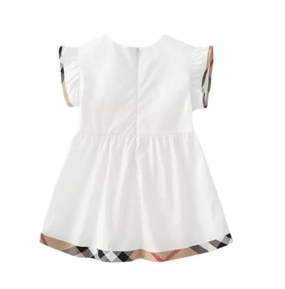 Baby Dress Cotton Kids Zipper Short Sleeve Dress Cute Girl Plaid Skirt Children Clothes Girls Princess Clothing