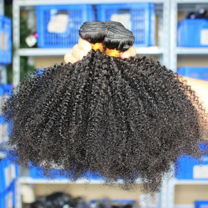 Mongolian Afro Kinky Curly Virgin Hair Kinky Curly Hair Weaves Human Hair Extension Natural Color Double Wefts Dyedable