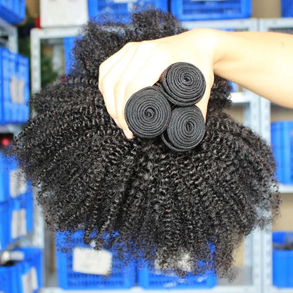 Mongolian Afro Kinky Curly Virgin Hair Kinky Curly Hair Weaves Human Hair Extension Natural Color Double Wefts Dyedable