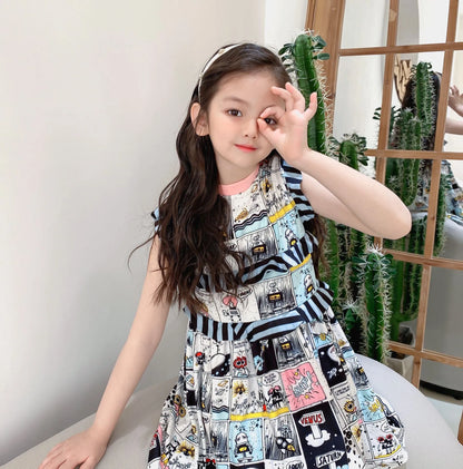 Children Printed Dresses Summer Kids Girl Printed Dress Baby Girls Petal Sleeve clothes baby party clothing