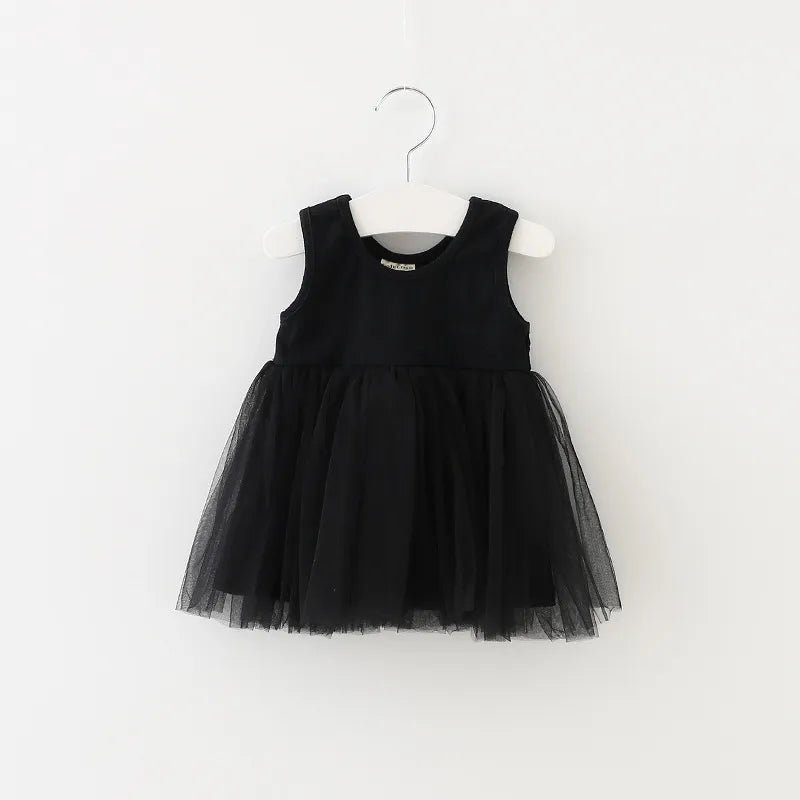 Girls Sleeveless Dresses Summer  Baby Girl Clothes Solid Color Kids Tutu Dress M3881