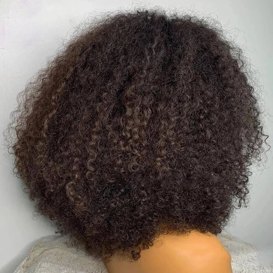 Mongolian Afro Kinky Curly Bob Lace Front human hair Wig For African Women pre plucked 360 frontal wigs v u part 16inch 150%density ready to ship