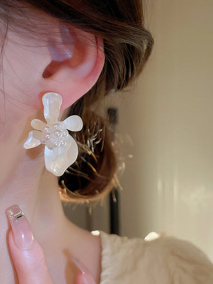 flowersverse Acrylic & Imitation Pearl Flower Shape Earrings Accessories