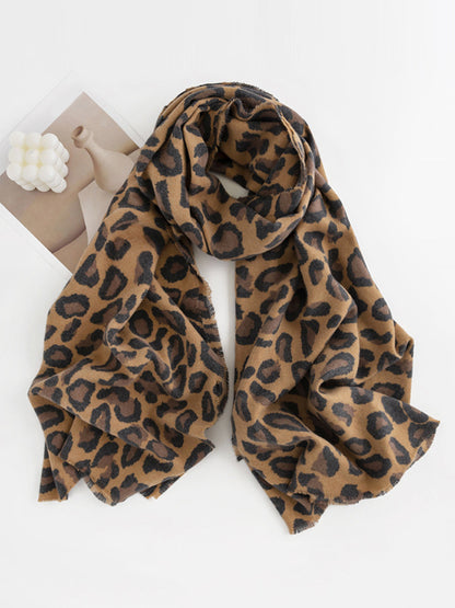 flowersverse Fringed Leopard Shawl&Scarf