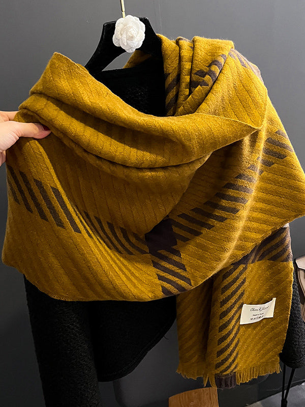 flowersverse Urban Imitated Cashmere Stripped Warm Shawl&Scarf