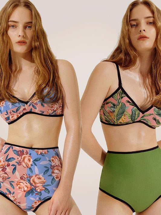 flowersverse Reversible Floral Print Bikini Set