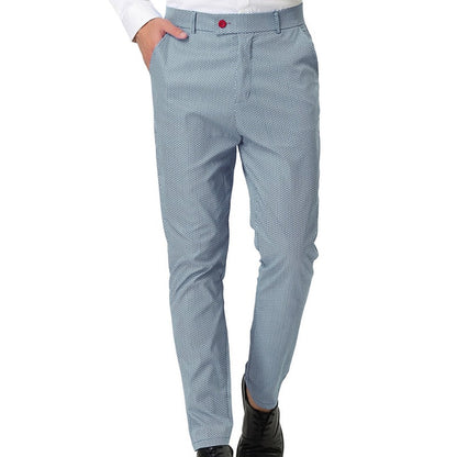 flowersverse Men's Dress Pants Trousers Chinos Pocket Straight Leg Print Polka Dot Comfort Outdoor Daily Going out 100% Cotton Streetwear Stylish Black Blue Micro-elastic