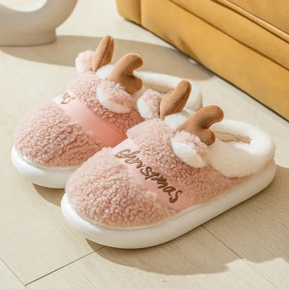 flowersverse Christmas Shoes Winter Home Slippers Elk Soft Cozy Bedroom Slipper Slip On House Shoes