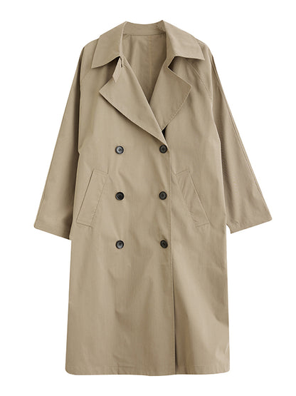 flowersverse Loose Buttoned Notched Collar Trench Coat