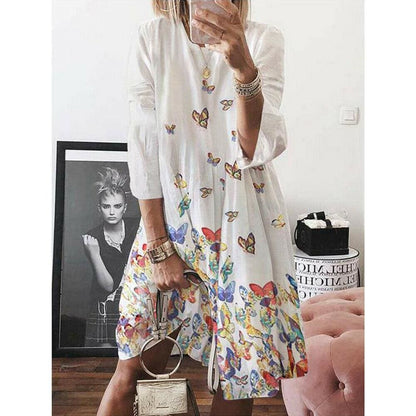 flowersverse Women Holiday Autumn Long Sleeve A-Line Ladies Casual Maxi Dress Summer Boho Beach Dress Sundress