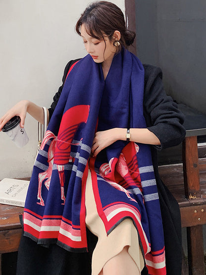 flowersverse Personality Warm Cartoon Print Shawl&Scarf