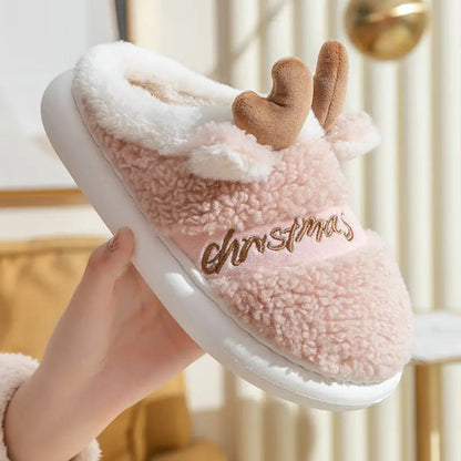 flowersverse Christmas Shoes Winter Home Slippers Elk Soft Cozy Bedroom Slipper Slip On House Shoes