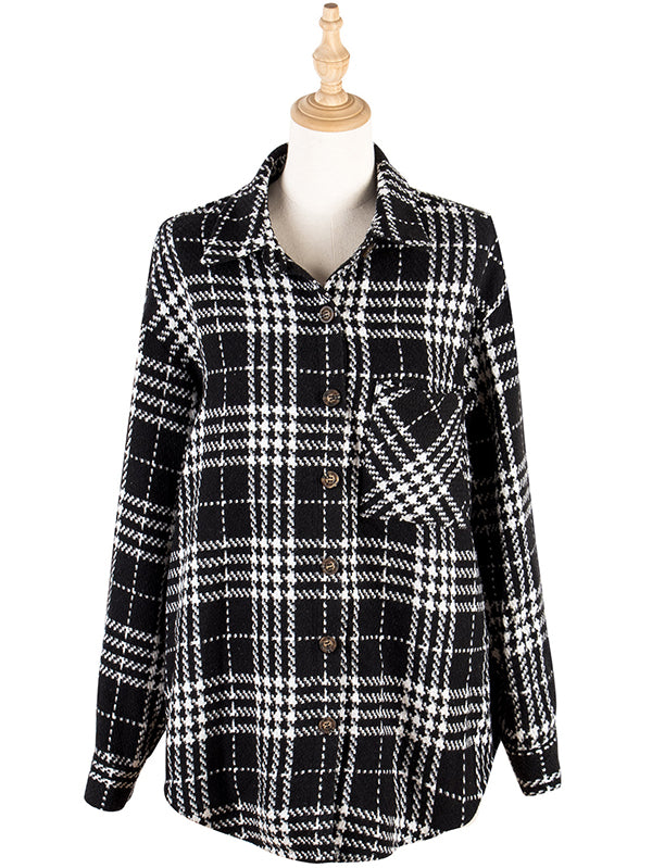 flowersverse Casual Loose Plaid Coat