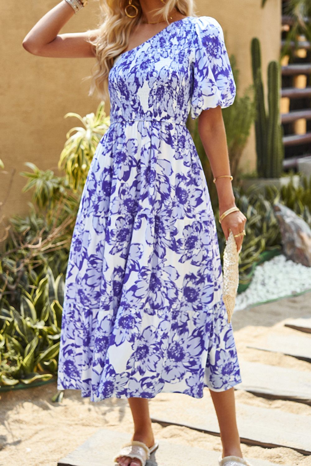 flowersverse Bright Garden Floral Midi Dress