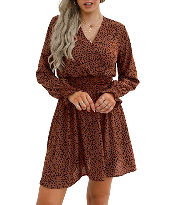 flowersverse Fashion V-Neck Print Wrap Casual Ladies Dress