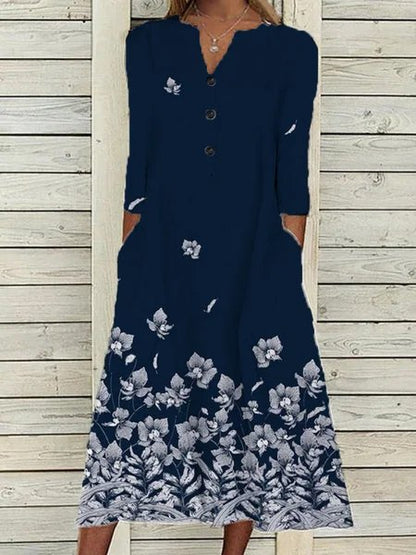 flowersverse V Neck Holiday A-Line Dress