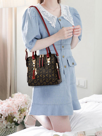 flowersverse Casual Letter Print Zipper Simpel Shoulder Bag