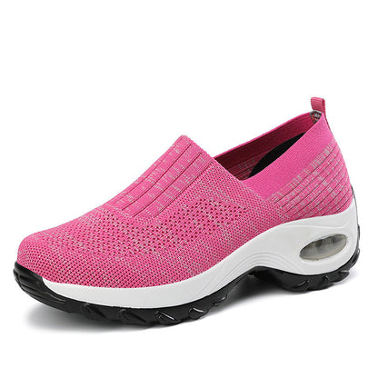 flowersverse New Breathable Slip On Middle-aged Mesh Casual Thick Bottom Heightened Sneakers