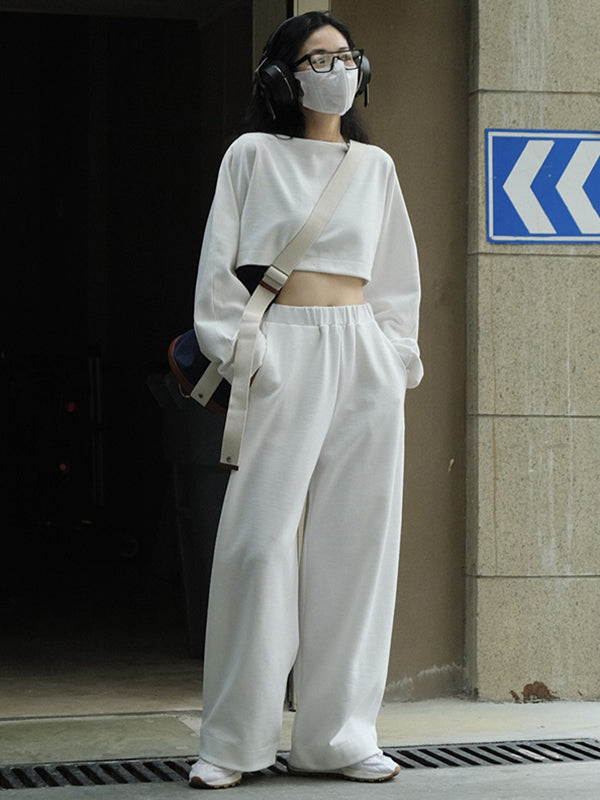 flowersverse Casual Wide Leg Loose Solid Color Pants