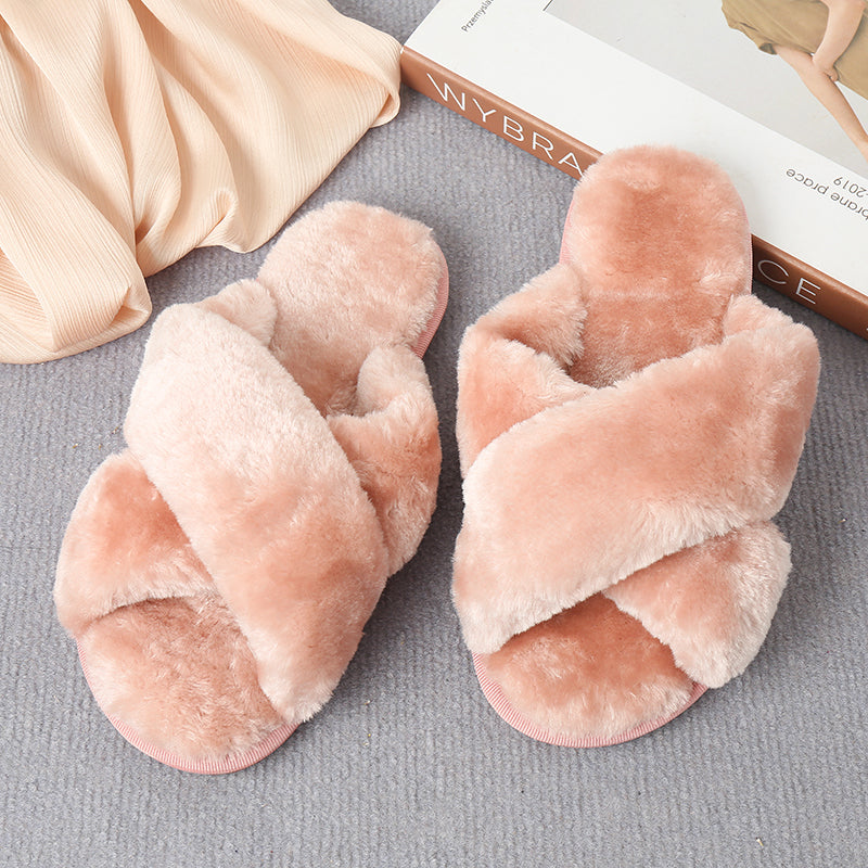 flowersverse Home Sweet Home Faux Fur Slippers