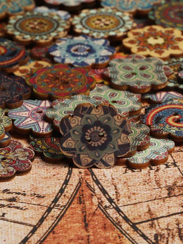 flowersverse About 100Pcs Multi-Color Wooden Buttons