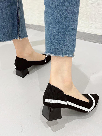 flowersverse Contrast Color Pointed-Toe V-Cut Pumps