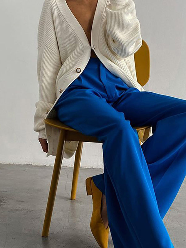 flowersverse Casual Simple Solid Color Wide Legs Blazer Pants