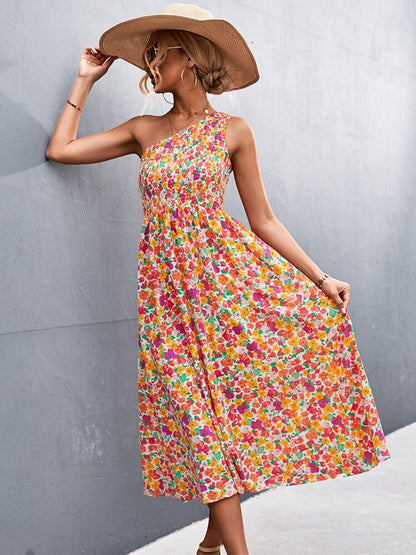 flowersverse Fashionkova   Summer Maxi Boho Dress Women One Shoulder Long Floral Dress Ladies Elegant Print Bohemian Flower Dress For Women