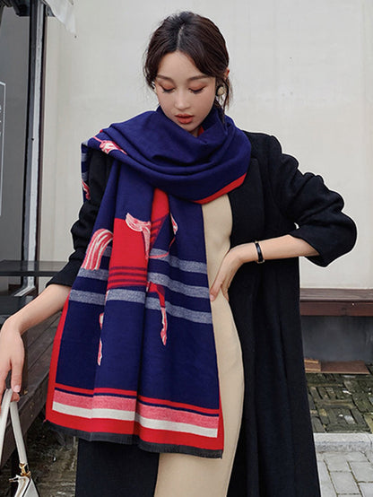 flowersverse Personality Warm Cartoon Print Shawl&Scarf