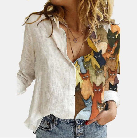 flowersverse 5XL 3D Digital Portrait Letter Printing Casual Women Blouse Oversized Spring Autumn Loose Button Cardigan Long Ladies Shirt New