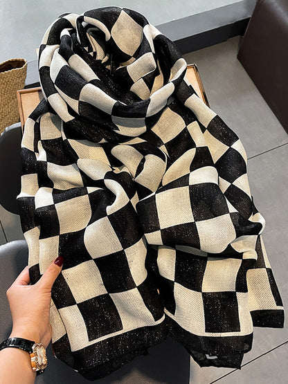 flowersverse Simple Fashion Contrast Color Plaid Printed Scarf