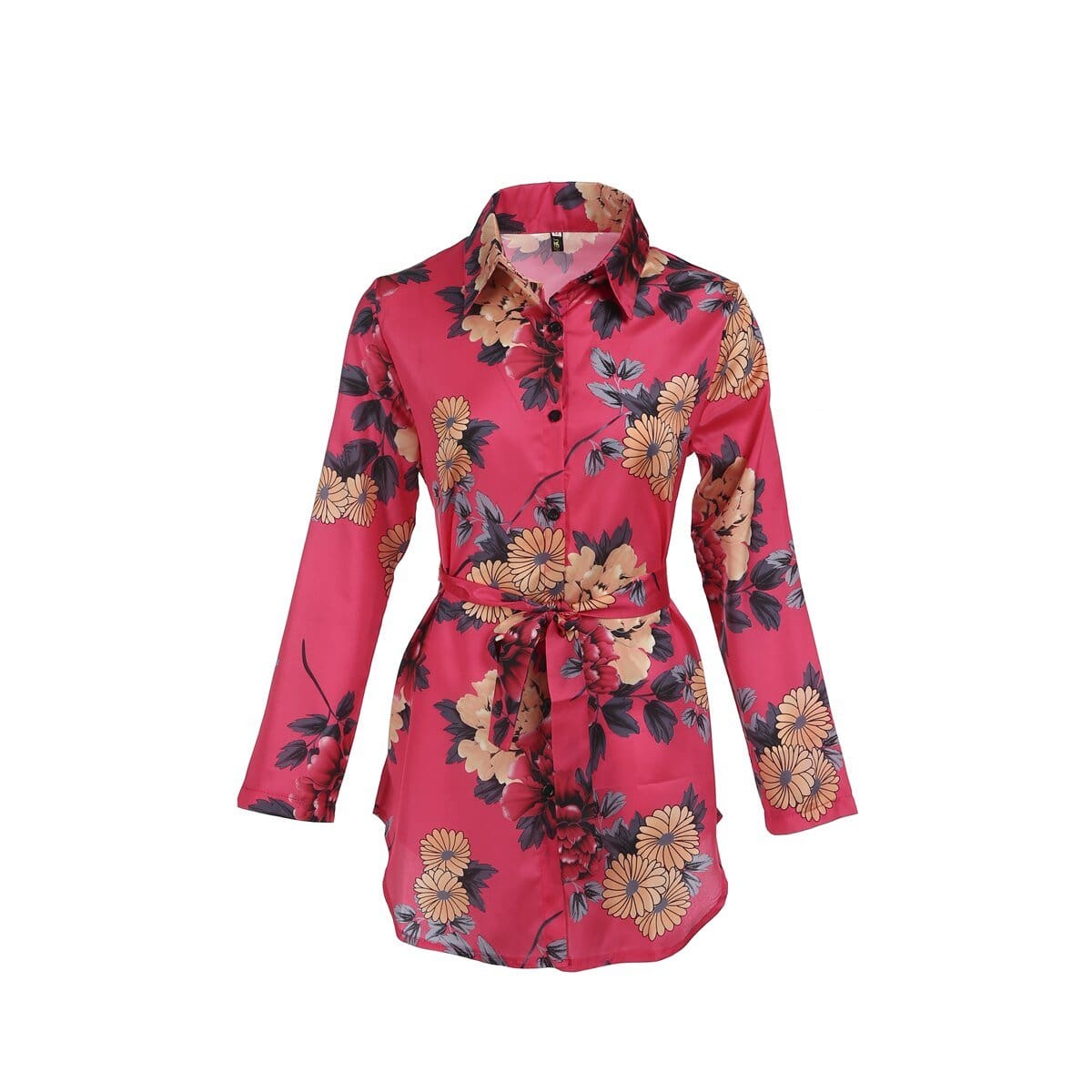 flowersverse Women Silk Satin Shirt Dress Print Floral Loose Short Party Mini Dress