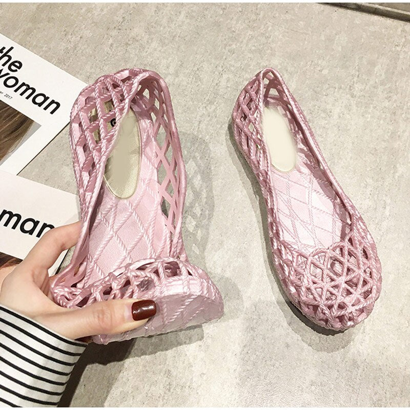 flowersverse Women Hollow Summer Sandals Ladies Cool Breathable Flats Shoes Female Slip On Elegants Light Comfortable Shoes Shoe