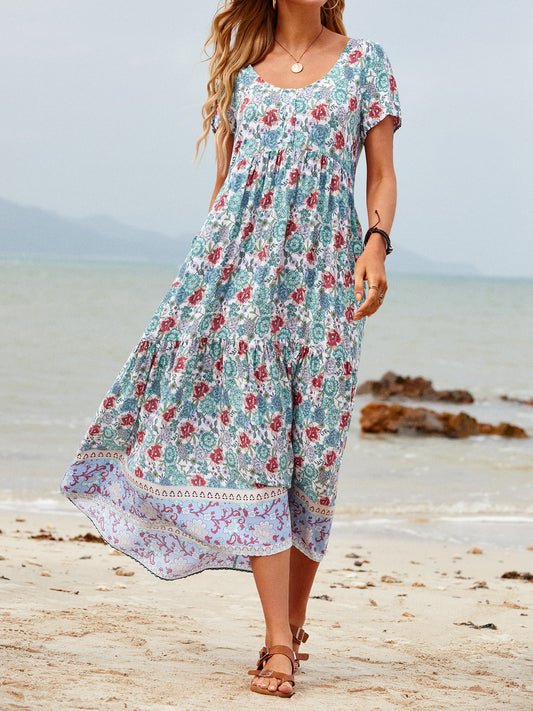 flowersverse Holiday Cotton-Blend Floral Dress