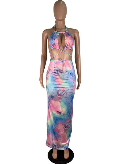 flowersverse Halter Floral Print Summer Beach Maxi Dresses