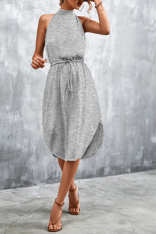 flowersverse Casual Solid Halter Waist Skirt Dresses(3 Colors)
