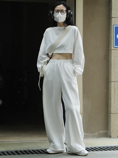 flowersverse Casual Wide Leg Loose Solid Color Pants